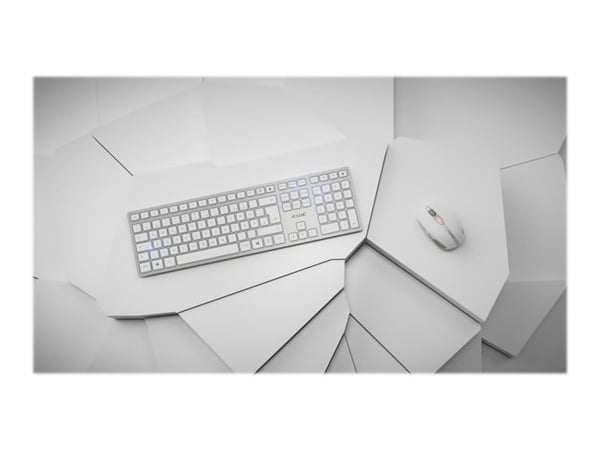 CHERRY DW 9100 SLIM, RF Wireless + Bluetooth, AZERTY, Hopea, Sisältää hiiren