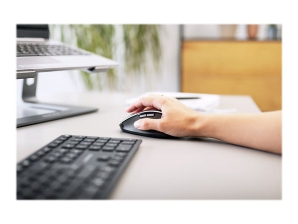 CHERRY DW 9500 SLIM - Tastatur- og mussett - trådløs - 2.4 GHz, Bluetooth 4.0 - AZERTY - Fransk - tastsvitsj: CHERRY SX - grå, svart - plastfri emb...