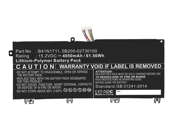 CoreParts - Batteri til bærbar PC (tilsvarer: Asus 0B200-02730100, ASUS B41N1711) - 15.2 V - litiumpolymer - 4150 mAh - 63.08 Wh - svart