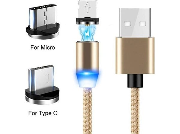 Kabel USB Prolink USB-A - USB-C + microUSB + Lightning 1 m Złoty (023342)
