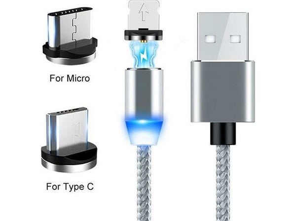 USB-kabel Prolink USB-A til microUSB + USB-C grå (023344)