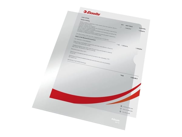 Esselte - L-formet mappe - for A4 (210 x 297 mm) - gjennomsiktig (en pakke 100)