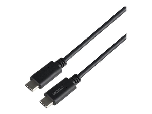 DELTACO - USB-kabel - 24 pin USB-C (hann) til 24 pin USB-C (hann) - 5 A - 1 m - svart