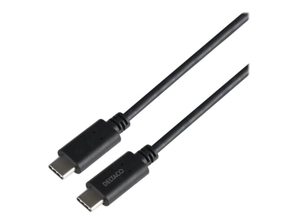 DELTACO - USB-kabel - 24 pin USB-C (hann) til 24 pin USB-C (hann) - USB 3.1 Gen 2 - 1 m - USB Power Delivery (5 A, 100 W) - svart