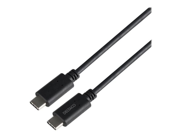 DELTACO - USB-kabel - 24 pin USB-C (hann) til 24 pin USB-C (hann) - 80 cm - USB Power Delivery (240 W) - svart