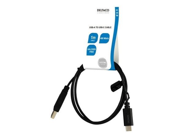 DELTACO - USB-kabel - 24 pin USB-C (hann) til USB (hann) - USB 2.0 - 1 m - svart