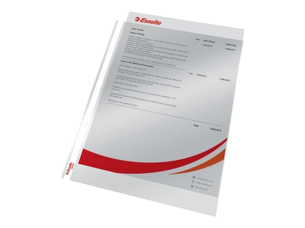 Plastlommer A4 Esselte 55my, PP, krystallklare - (100 stk.)