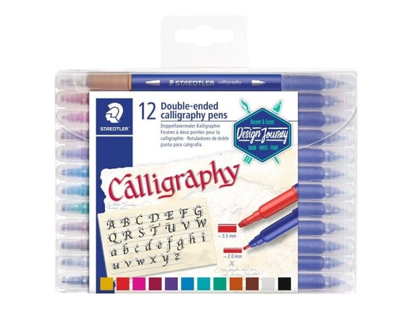 Kalligrafipenna Staedtler Duo 2.0+3.5mm ass. färger (12 st.)