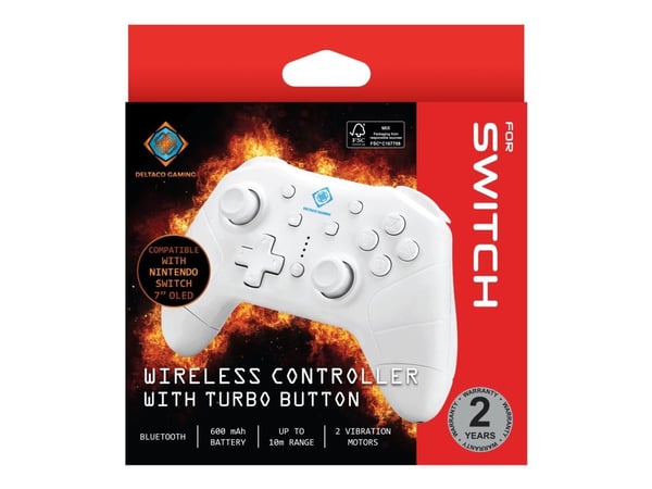 DELTACO GAMING GAM-103 - Spelkontroll - trådlös - Bluetooth - vit - för Android, PC, Nintendo Switch