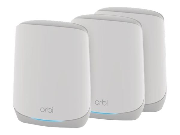 NETGEAR Orbi RBK763S - Wifi-system - (router, 2 förstärkare) - upp till 7500 kvadratfot - mesh 1GbE - Wi-Fi 6 - Trippelband