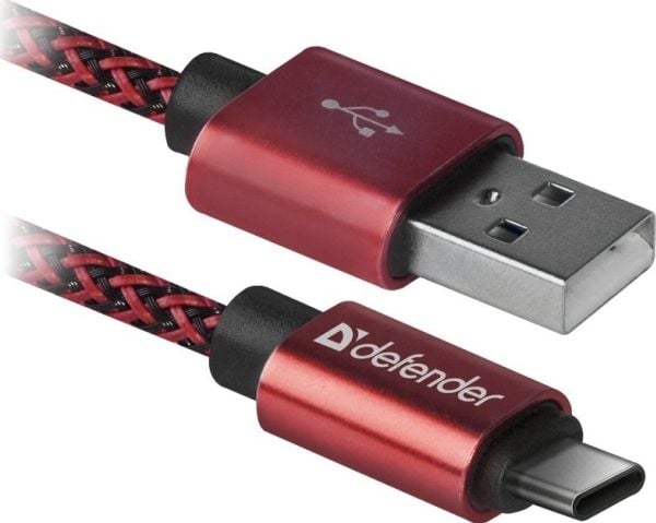 USB Defender USB-A - USB-C kaapeli 1 m punainen (87813)