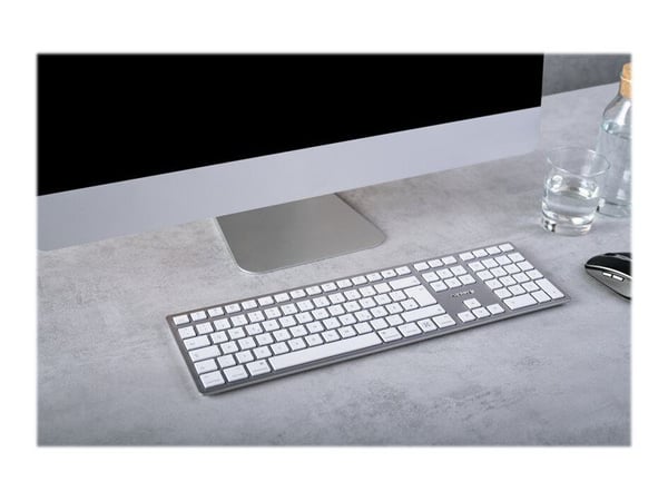 CHERRY KW 9100 SLIM - Tastatur - trådløs - 2.4 GHz, Bluetooth 4.0 - QWERTY - Storbritannia - tastsvitsj: CHERRY SX - hvit, sølv