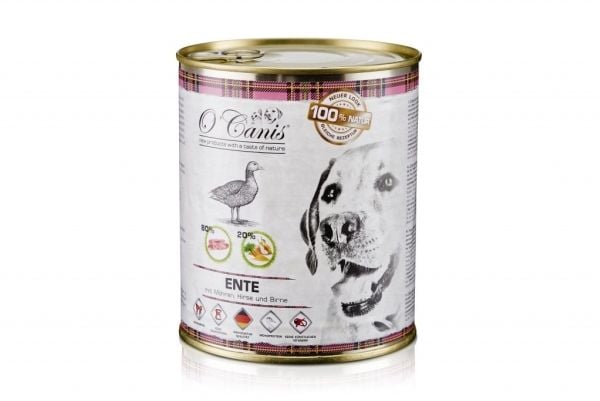 O-Canis hundmat i burk - våtfoder - anka, hirs och morötter - 800 g