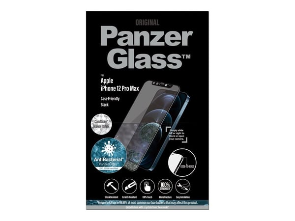 PanzerGlass CamSlider - Fashion Edition - skjermbeskyttelse for mobiltelefon - pyntet med krystaller fra Swarovski - glass - rammefarge svart - for...