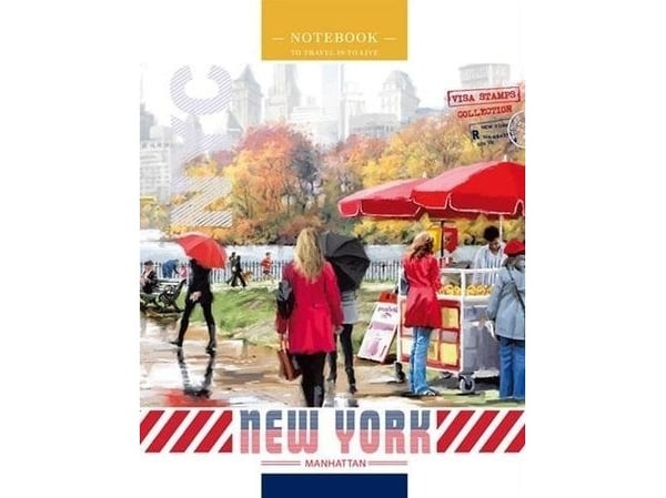 Frisk dekorativ notatbok 128x165/64K rutenett New York park