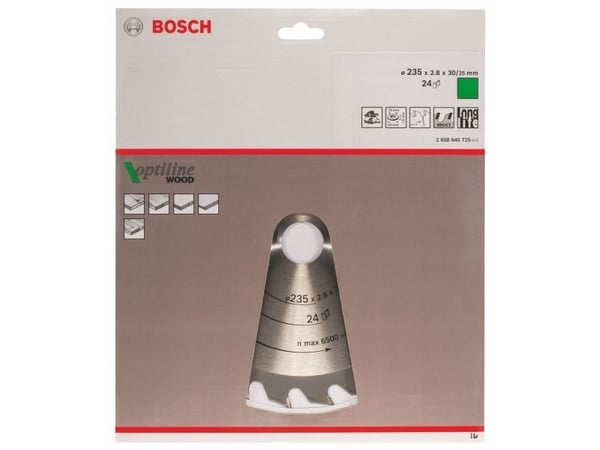 Bosch Optiline Wood - Sirkelformet sagblad - for tre - 235 mm - 24 tenner