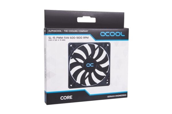 Alphacool 24833, Vifte, 12 cm, 600 RPM, 1800 RPM, Sort