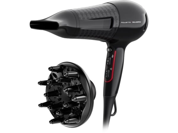Rowenta x Karl Lagerfeld CV591L Powerline Hair Dryer 2100W with Ion Booster and Thermo Control - Black/Red