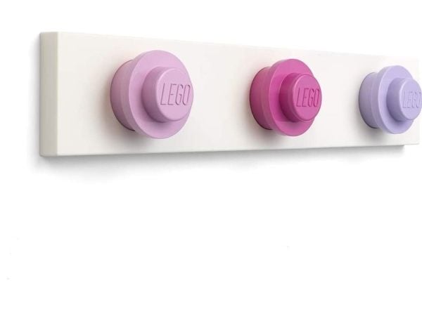 LEGO veggknaggrekke WALL HANGER RACK, 3 kroker lys rosa/pink/lavendel - 1 stk (41110002)