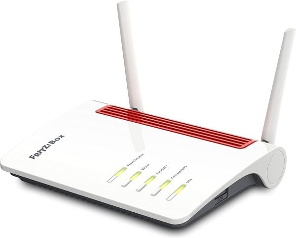 FRITZ!Box 6850 5G - Trådløs ruter - WWAN 4-portssvitsj - 1GbE - Wi-Fi 5 - Dobbeltbånd - 3G, 4G, 5G - VoIP-telefonadapter