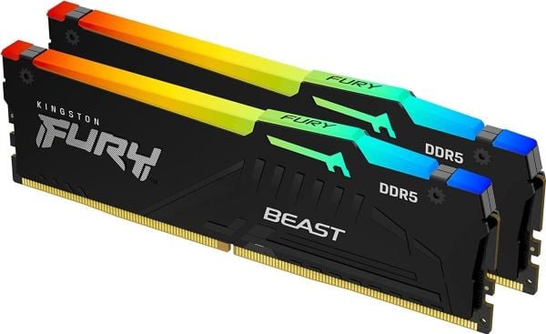 Kingston FURY Beast RGB - DDR5 - sett - 64 GB: 2 x 32 GB - DIMM 288-pin - 5600 MT/s / PC5-44800 - CL40 - 1.25 V - ikke-bufret - on-die ECC