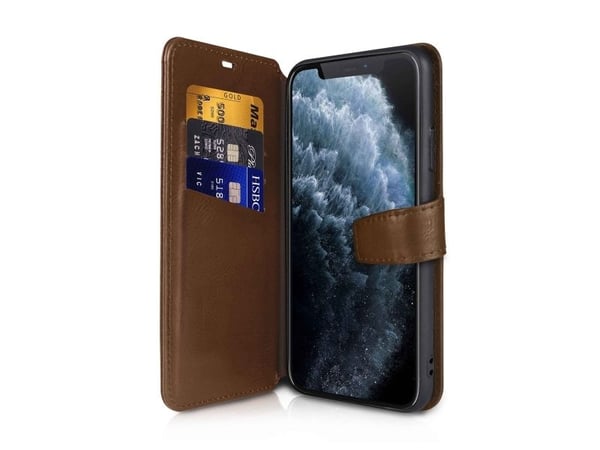 ITSKINS Wallet Book - Lommebok for mobiltelefon - leatherette - brun - 6.1" - for Apple iPhone XR