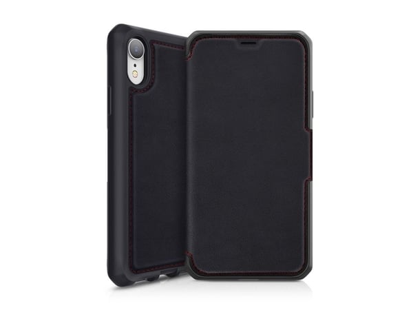 ITSKINS HYBRID // FOLIO - Lommebok for mobiltelefon - helnarvet lær - svart, rød - for Apple iPhone XR