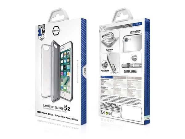 ITSKINS NANO DUO cover til iPhone 8 Plus / 7 Plus / 6s Plus / 6 Plus®. Sort og gennemsigtig