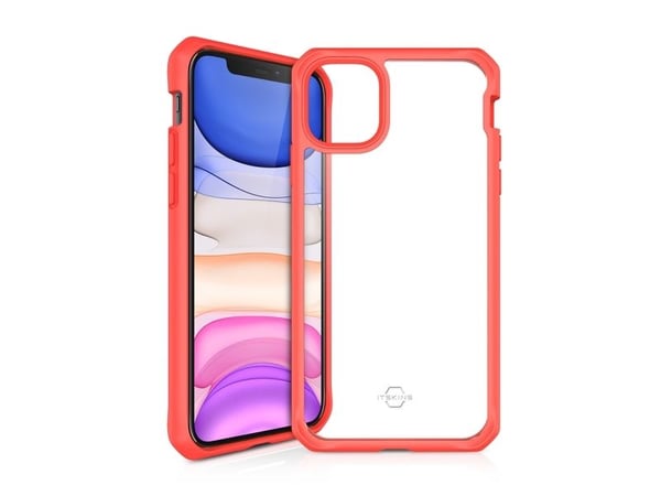 ITSKINS HYBRID SOLID suojakuori iPhone 11 / XR®:lle. Koralli ja läpinäkyvä