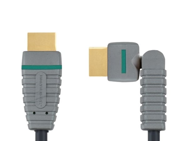 Bandridge Rotatable High Speed HDMI Cable with Ethernet - HDMI-kabel med Ethernet - HDMI hann til HDMI hann - 1 m - 360°-dreiekontakt