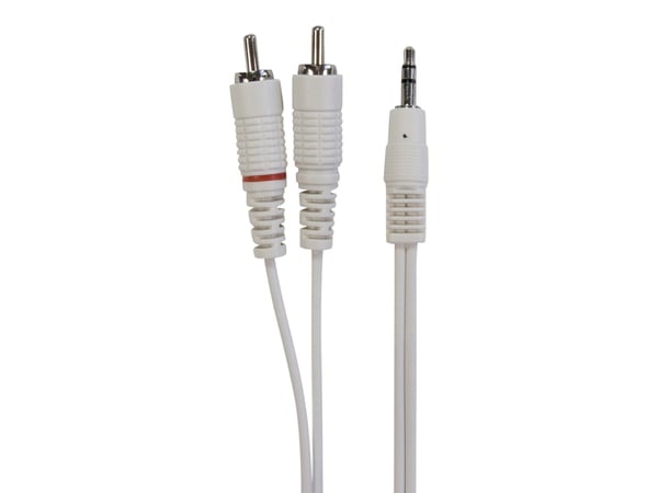 Connectech 3,5mm mini jack til phono kabel. 3m. Hvid