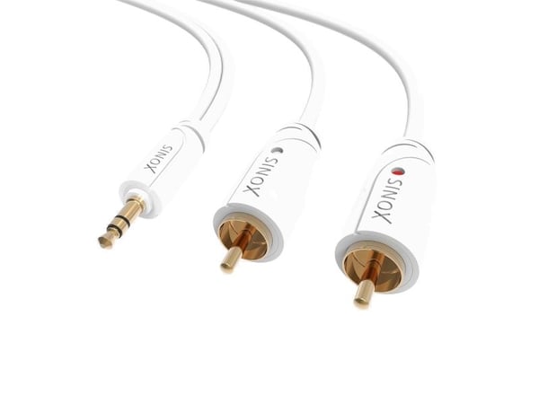 Sinox i-Media - Lydkabel - RCA hann til mini-phone stereo 3.5 mm hann - 1 m - hvit