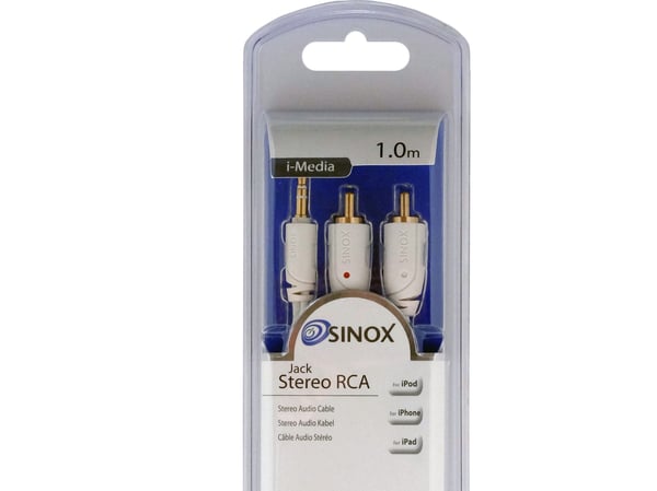 Sinox i-Media - Lydkabel - RCA hann til mini-phone stereo 3.5 mm hann - 1 m - hvit