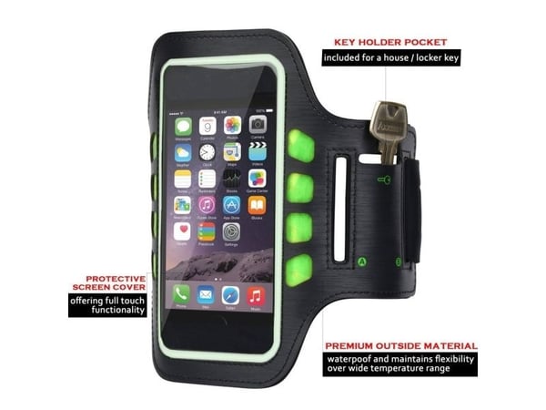 Sinox juoksuranneke LED-valolla iPhonelle. Musta