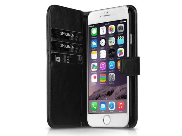 ITSKINS Wallet Book, Folio-kotelo, Apple, iPhone 6, musta