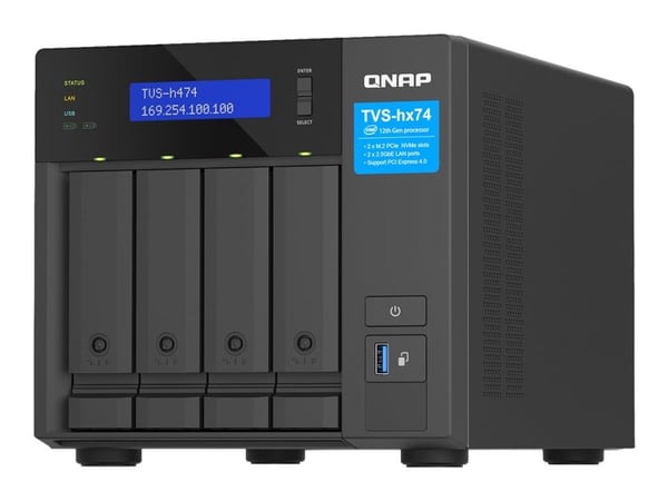 QNAP TVS-H474 - NAS-server - 4 brønner - SATA 6Gb/s - RAID JBOD, 0, 1, 5, 6, 10, TM, RAID TP - RAM 8 GB - Gigabit Ethernet / 2.5 Gigabit Ethernet -...