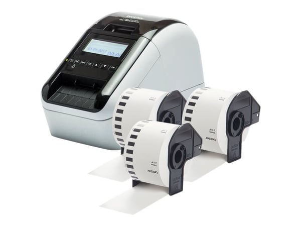 Brother QL-820NWBcVM - Etikettskriver - tofarget (monokrom) - direktetermisk - Rull (6,2 cm) - 300 x 600 dpi - inntil 110 etiketter/min - USB 2.0, ...