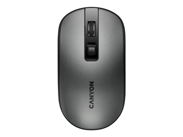 Canyon MW-18 - Mus - høyre- og venstrehåndet - optisk - 4 knapper - trådløs - 2.4 GHz - USB trådløs mottaker - mørk grå - løsvekt - blister