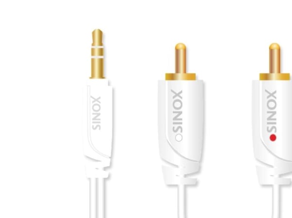 Sinox i-Media - Lydkabel - RCA hann til mini-phone stereo 3.5 mm hann - 1 m - hvit