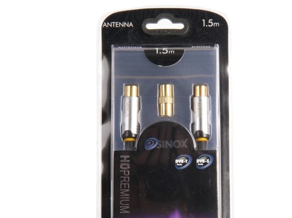 Sinox HD Premium Digital TV antenni - Antennekabel - IEC-forbindelse han til IEC-forbindelse hun - 1.5 m - koaksialinen