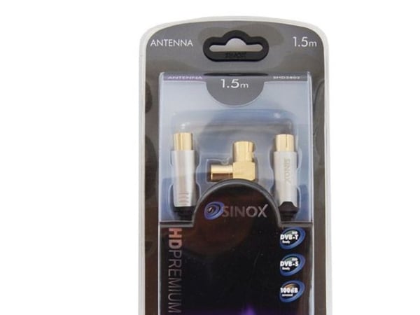 Sinox HD Premium - Antennekabel - 5 m - skjermet - 90°-dreiekontakt