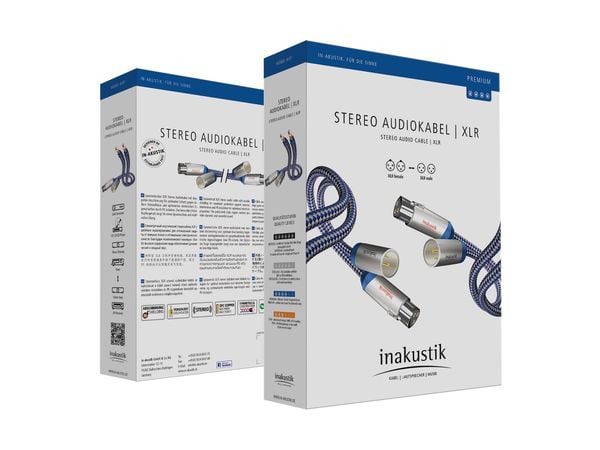 in-akustik Premium Audio - Lydkabel - XLR hann til XLR hunn - 75 cm - dobbeltisolert - blå, sølv - solid