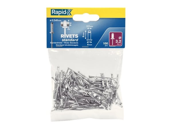 Rapid 5000377, Alumiini, Terästä, Ruostumaton teräs, RP10 , RP40, RP60, RP100, 3,2 mm, 8 mm, 15 mm