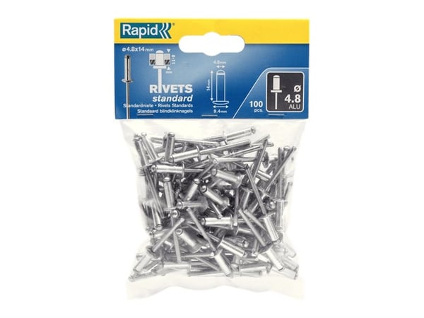 Rapid Standard Blindnit Ø4,8 x 14 mm, Blindnit, Aluminium, Stål, Rostfritt stål, RP10 , RP40, RP60, RP100, 4,8 mm, 4,8 mm