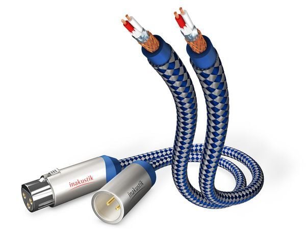 in-akustik Premium Audio - Lydkabel - XLR hann til XLR hunn - 1.5 m - dobbeltisolert - blå/sølv