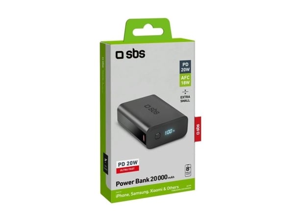 SBS TEBB20000LCDEVOPD20K, 20000 mAh, Lithium Polymer (LiPo), Sort