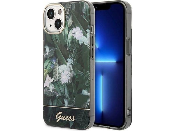 Guess Jungle Collection iPhone 14-deksel - grønn Guess Jungle Collection iPhone 14-deksel - grønn