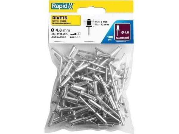 Rapid blindnagler standard 4,8 x 16 mm i aluminium klemmeområde: 9–12 mm passer til Rapid blindnagletang (5000382)