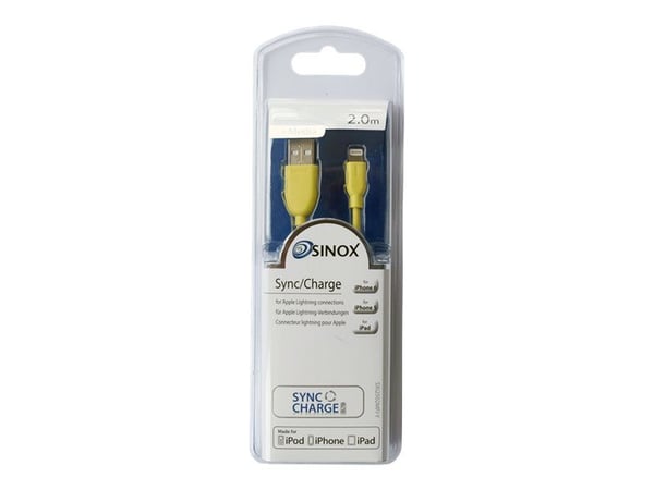 Sinox i-Media - Lightning-kabel - USB hann til Lightning hann - 2 m - gul
