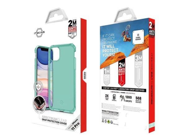 ITSKINS Spectrum Clear Antimicrobial - Baksidedeksel for mobiltelefon - termoplast-polyuretan (TPU), Impacthane - blank, tiffany green - for Apple ...